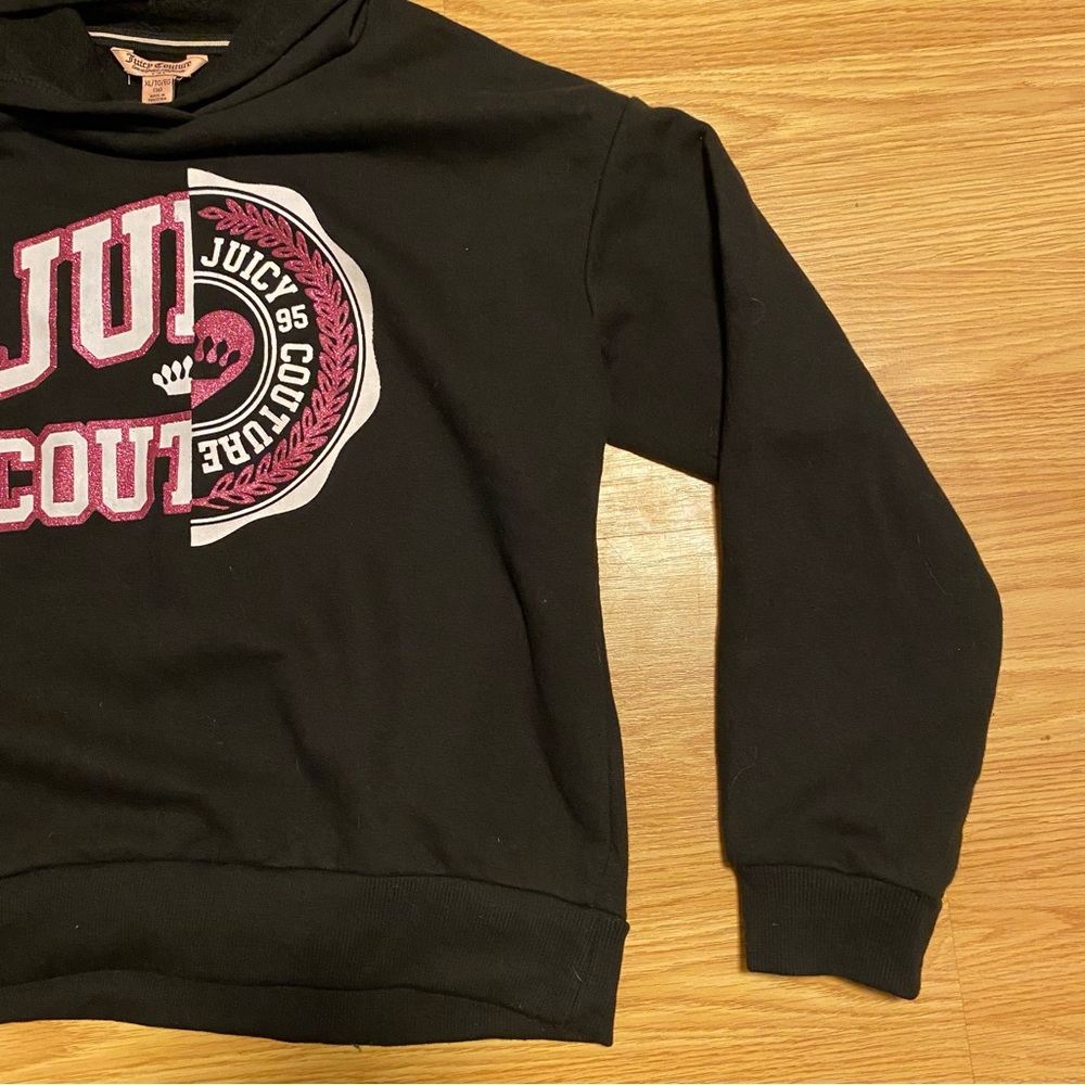 Juicy Couture Kids hoodie size youth XL/16 black long sleeve logo - Picture 6 of 12